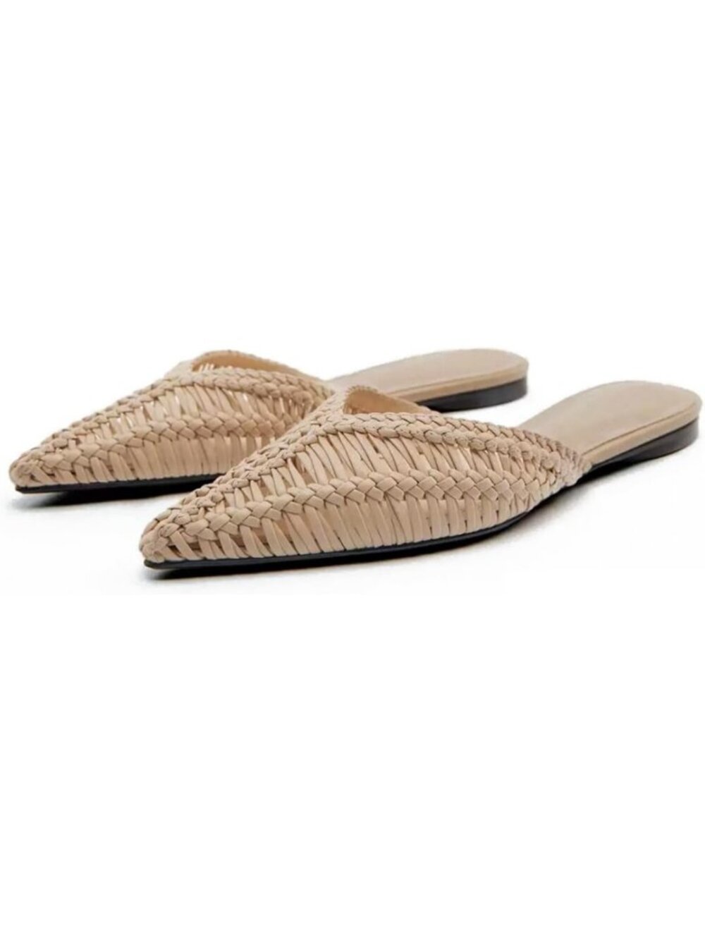 Stylish Woven Raffia Mules for Women | Pointed Closed Toe Casual Slip-On Flats